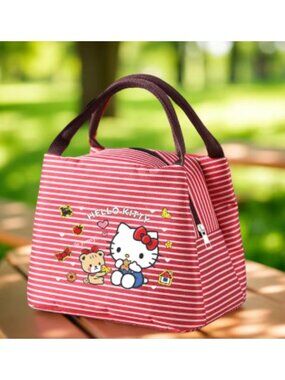 Hello Kitty Insulated Lunch Bag Cute Thermal Tote with Handles, Cartoon Print
